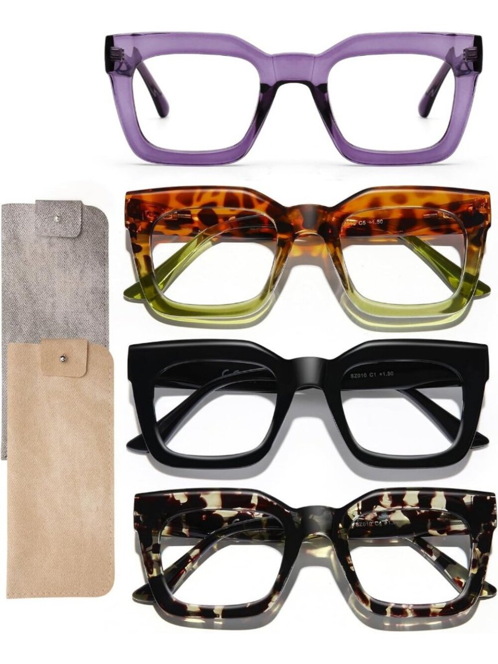 Chic Oversized Reading Glasses for Women - Blue Light Blocking Square Readers, 4